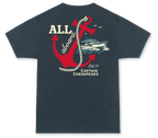 Captain Chesapeake All Aboard short sleeve tee featuring a nautical boat graphic on soft cotton fabric.