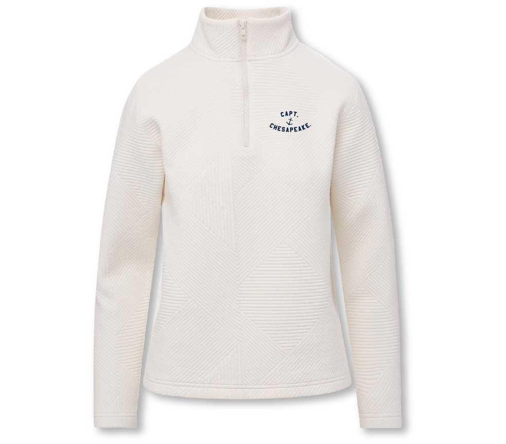 Captain Chesapeake ladies' 1/4 zip pullover in navy with quarter zipper and comfortable fit, ideal for casual wear.