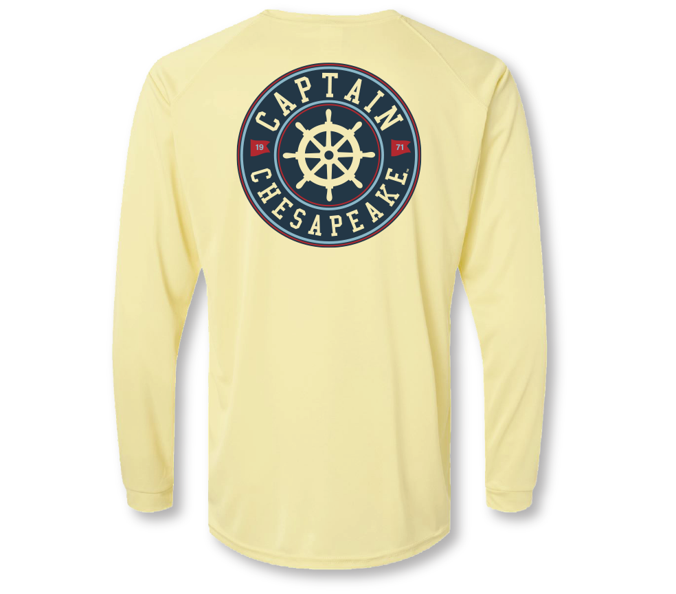 Capt's Ships Wheel Long Sleeve UPF Tee