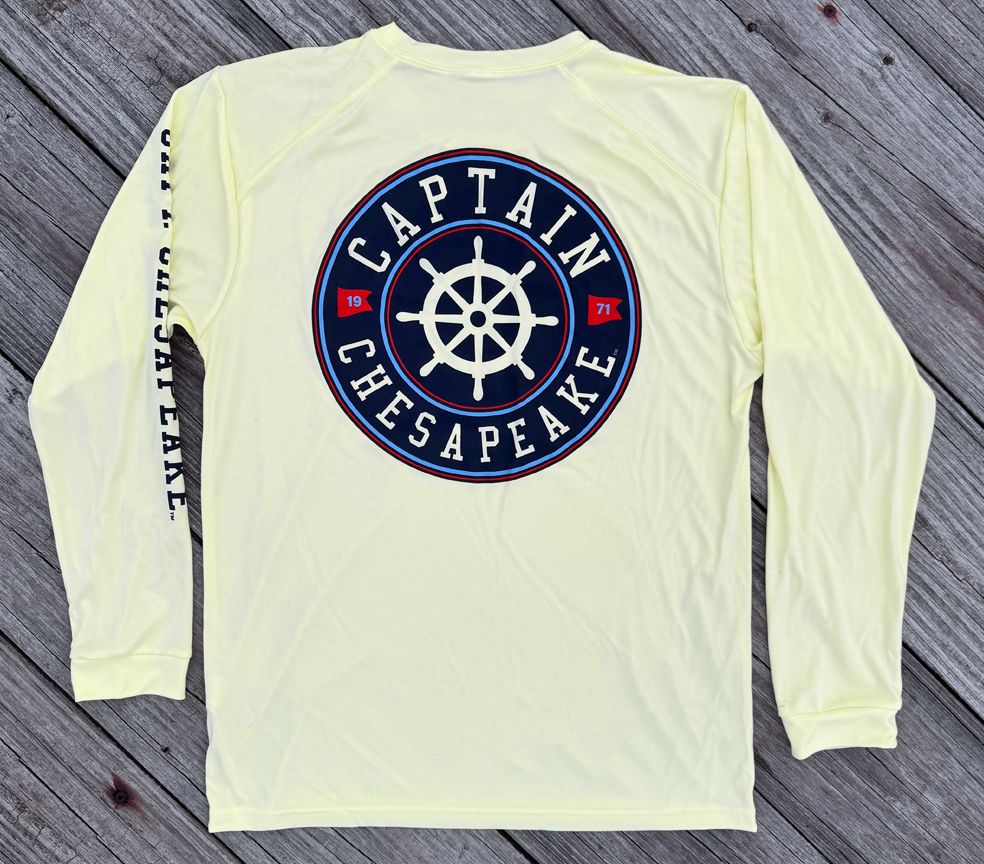 Captain's Ship Wheel Long Sleeve UPF Tee - Captain Chesapeake